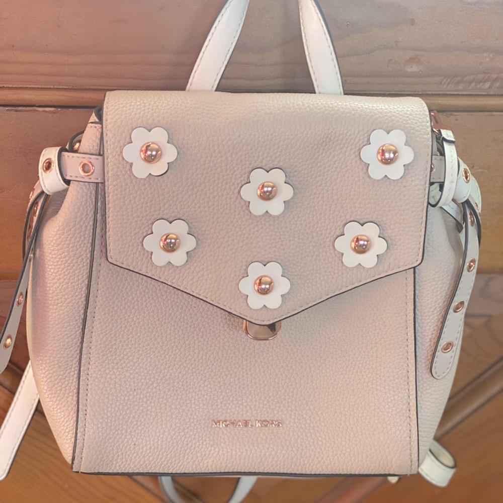 MK rose gold backpack purse